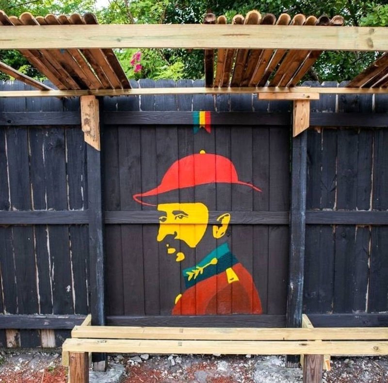 Haile Selassie mural at Rasta Village Miami