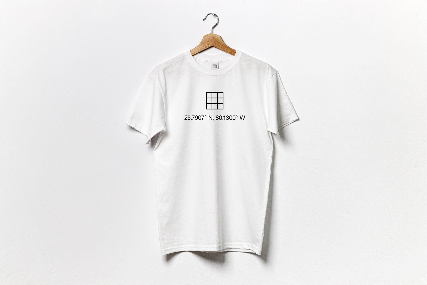 T-shirt design detail showing coordinates